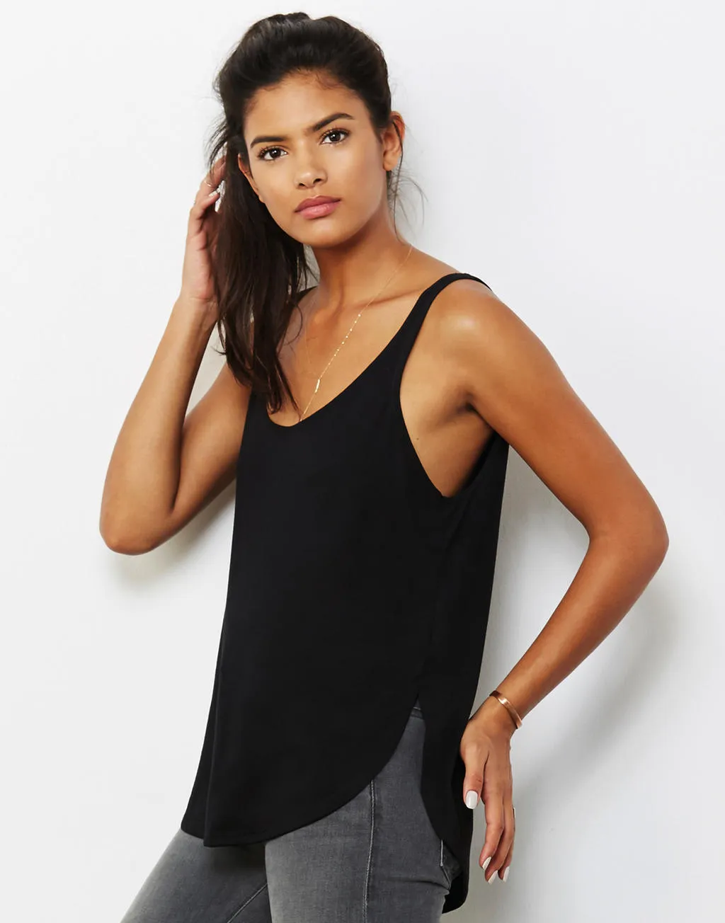 Dames Tanktop Flowy Side Slit Bella 8802 productfoto