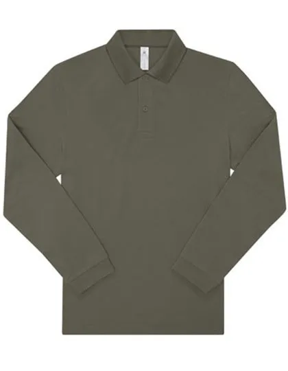 Heren Polo B&C My Polo 180 Long Sleeve in Heren Polo B&C My Polo 180 Long Sleeve Camo Green