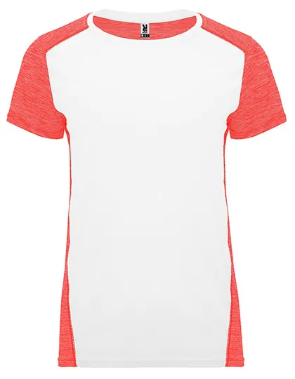 Dames Sportshirt Roly Zolder CA6663 in Dames Sportshirt Roly Zolder CA6663 - White / Heather Fluor Coral