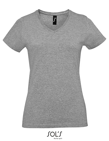 Dames T-shirt Sols Imperial V-Neck 02941 in Dames T-shirt Sols Imperial V-Neck 02941 - Grey Melange