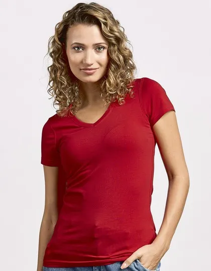 Dames T-shirt Promodoro Slim Fit V-Neck-T 3086