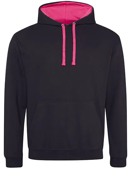 Heren Hoodie AWDis varsity JH003 in Heren Hoodie AWDis varsity JH003 - Jet Black-Hot Pink