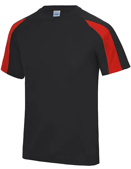 Kinder Sportshirt Contrast AWDis JC003J in Kinder Sportshirt Contrast AWDis JC003J - Jet Black/Fire Red