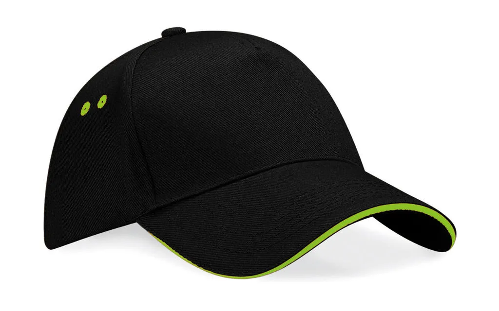 Cap 5 Panel Sandwich Peak B15c in Cap 5 Panel Sandwich Peak B15c - Black/Lime Green