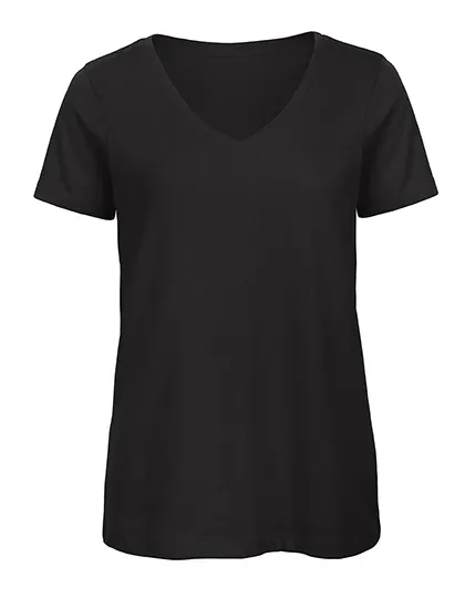 Dames T-shirt V hals Biologisch B&C Inspire TW045 in Dames T-shirt V hals Biologisch B&C Inspire TW045 - Black