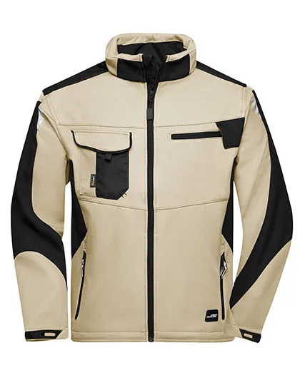 Heren Werk Softshell Jas Daiber JN844 in Heren Werk Softshell Jas Daiber JN844 Stone-Zwart