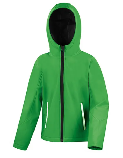 Softshell Kinder Jas Hooded Result R224J in Softshell Jassen Kinder Hooded Result R224J vivid groen-zwart