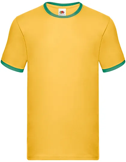 Ringer heren T-shirts Fruit of the Loom 61-168-0 in T-shirt Ringer Tee Fruit of the Loom 61-168-0 - Sunflower/Kelly Green