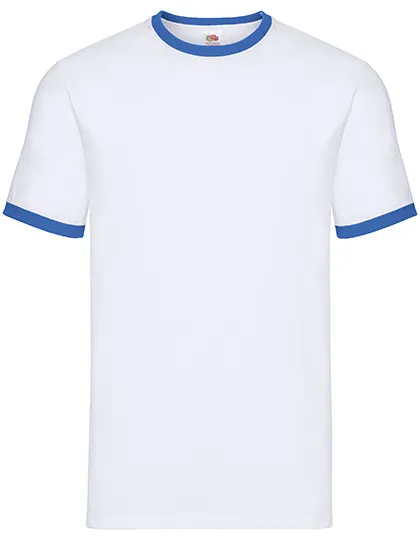 Ringer heren T-shirts Fruit of the Loom 61-168-0 in T-shirt Ringer Tee Fruit of the Loom 61-168-0 - White/Royal Blue
