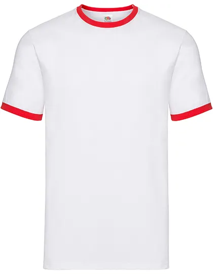 Ringer heren T-shirts Fruit of the Loom 61-168-0 in T-shirt Ringer Tee Fruit of the Loom 61-168-0 - White/Red