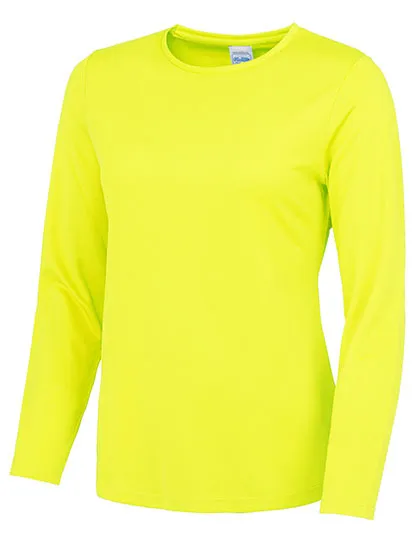 Dames Sportshirt Lange Mouw AWDis JC012 in Dames Sportshirt Lange Mouw AWDis JC012 - Electric Yellow