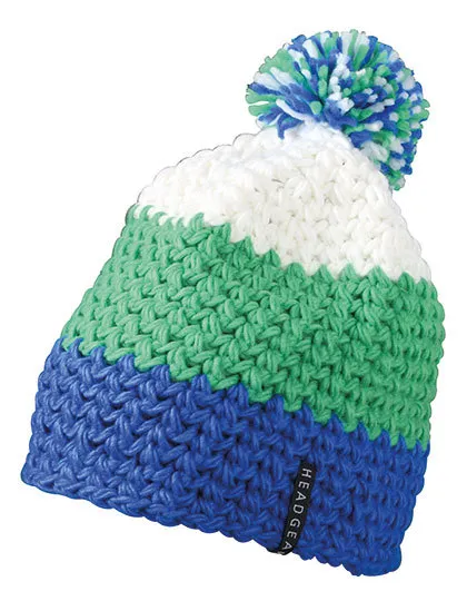 Muts Crocheted with Pompon MB7940 in Muts Crocheted with Pompon MB7940 Aqua-lime green-white