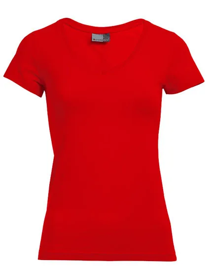 Dames T-shirt Promodoro Slim Fit V-Neck-T 3086 in Dames T-shirt Promodoro Slim Fit V-Neck-T 3086 - Fire Red