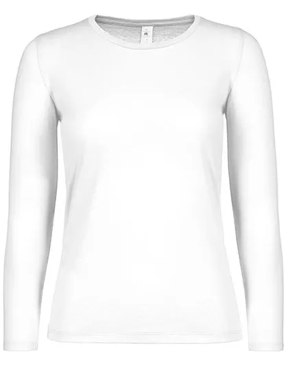 Dames T-shirt Lange Mouw B&C TW06T in Dames T-shirt Lange Mouw B&C TW06T - White