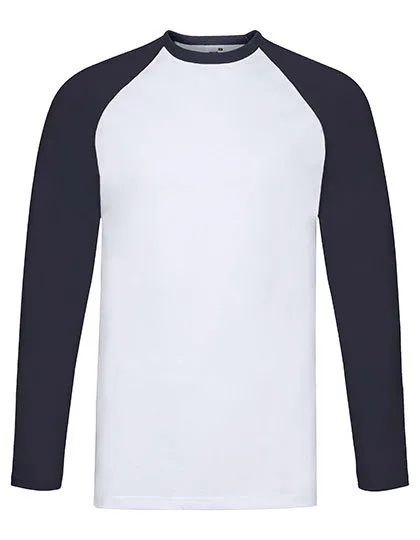 Baseball T-shirts lange mouw Fruit of the Loom 61-028-0 in Baseball T-shirts lange mouw Fruit of the Loom 61-028-0 - White/Deep Navy