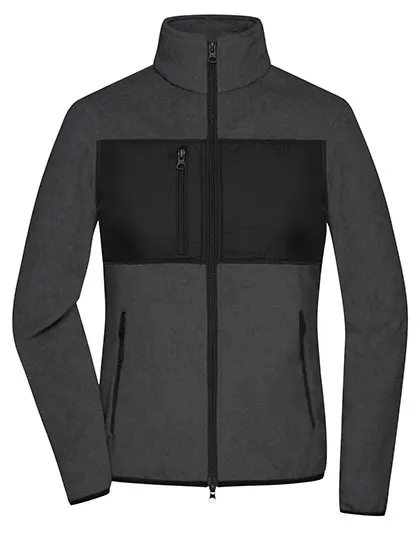 Dames Fleecevest James & Nicholson JN1311 in Dames Fleecevest James & Nicholson JN1311 dark melange-zwart