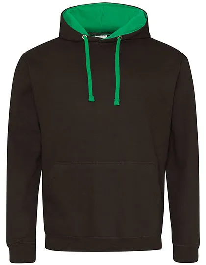 Heren Hoodie AWDis varsity JH003 in Heren Hoodie AWDis varsity JH003 - Jet Black-Kelly Green