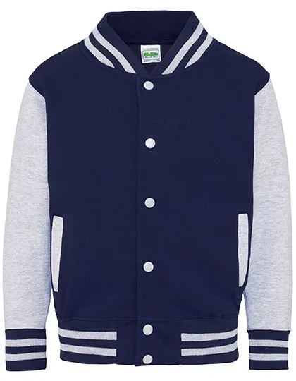 Kinder Baseball Jacket Varsity AWDis JH043J in Sweatjacket Baseball AWDis JH43J oxford navy-heather grey