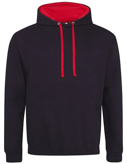 Heren Hoodie AWDis varsity JH003 in Heren Hoodie AWDis varsity JH003 - Jet Black-Fire Red