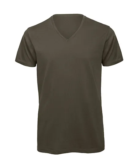 Heren T-Shirt B&C V hals Biologisch Inspire TM044 in Heren T-Shirt B&C V hals Biologisch Inspire TM044 - Khaki