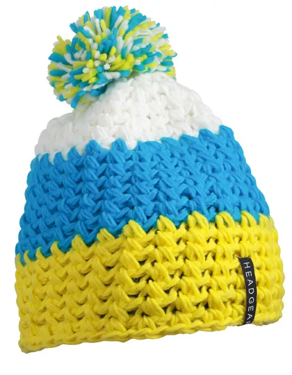 Muts Crocheted with Pompon MB7940 in Muts Crocheted with Pompon MB7940 yellow-pacific-white