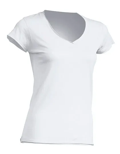 Dames T-shirt V hals JHK Sicilia TSULSCL in Dames T-shirt V hals JHK Sicilia TSULSCL - White