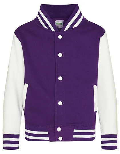 Kinder Baseball Jacket Varsity AWDis JH043J in Sweatjacket Baseball AWDis JH43J purple-white