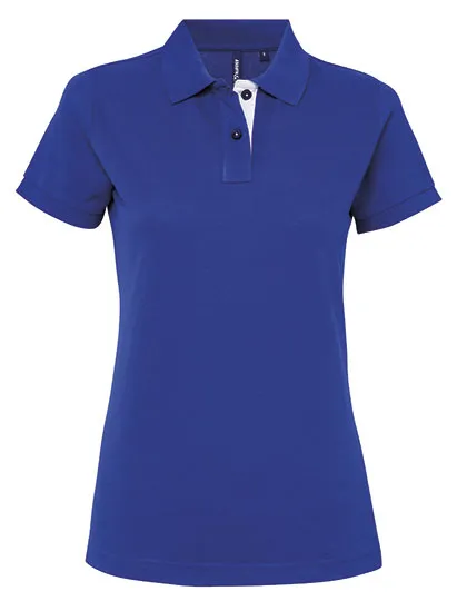 Dames Polo Asquith & Fox Classic Fit Contrast  AQ022 in Dames Polo Asquith & Fox Classic Fit Contrast  AQ022 - Royal Blue-Wit