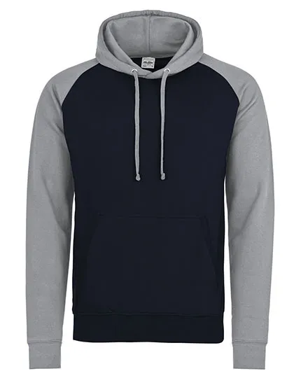 Baseball Hoodie AWDis Baseball JH009 in Baseball Hoodie AWDis Baseball JH009 - Oxford Navy-Heather Grey