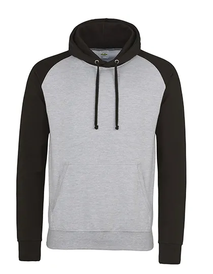 Baseball Hoodie AWDis Baseball JH009 in Baseball Hoodie AWDis Baseball JH009 - heather grey/jet black