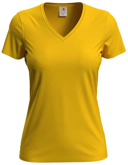 Dames T-shirt V Hals Stedman Classic-T ST2700 in Dames T-shirt V Hals Stedman Classic-T ST2700 - Sunflower Yellow