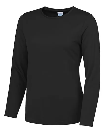 Dames Sportshirt Lange Mouw AWDis JC012 in Dames Sportshirt Lange Mouw AWDis JC012 - Jet Black