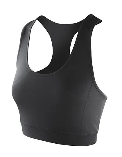 Dames Sportshirt Spiro Crop Top Softex Strech S282F in Dames Sportshirt Spiro Crop Top Softex Strech S282F - Black