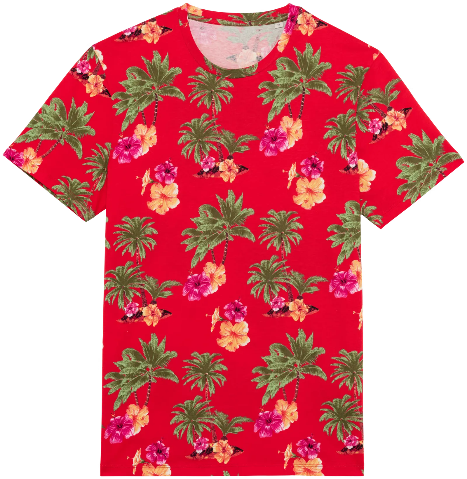 Heren T-shirt tropische print Native Spirit NS350 in Red Hawaiian