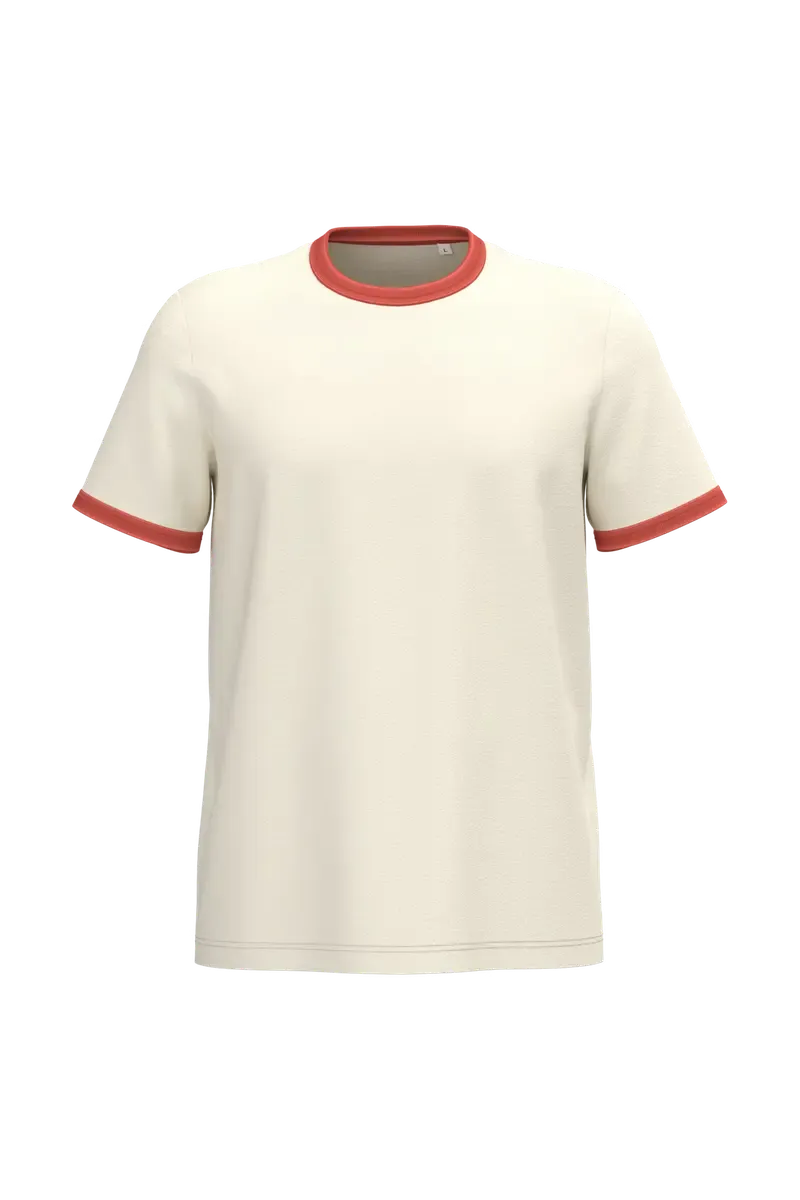 Heren Ringer T-shirt Native Spirit Ecologisch NS360 in Heren Ringer T-shirt Native Spirit Ecologisch NS360 IVORY-WASHED PAPRIKA