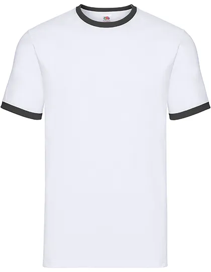 Ringer heren T-shirts Fruit of the Loom 61-168-0 in T-shirt Ringer Tee Fruit of the Loom 61-168-0 - White/Black