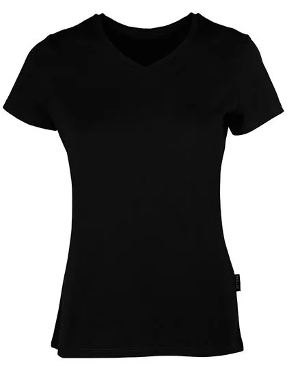 Dames T-shirt V HRM Luxury V-Neck Tees 202 in Dames T-shirt V HRM Luxury V-Neck Tees 202 - Black
