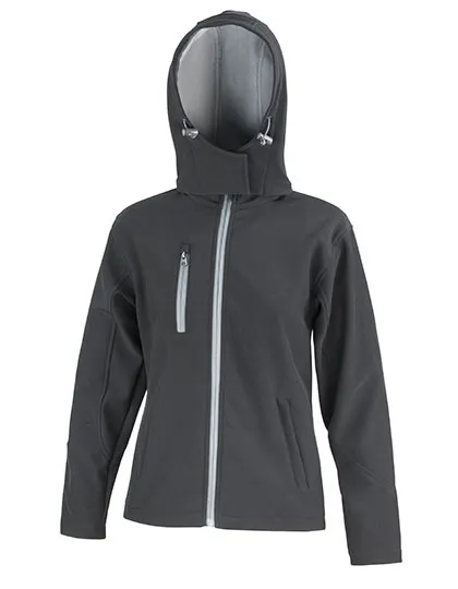 Dames Softshell Jas Hoodie Result R230F in Dames Softshell Jas Hoodie Result R230F black-Grey