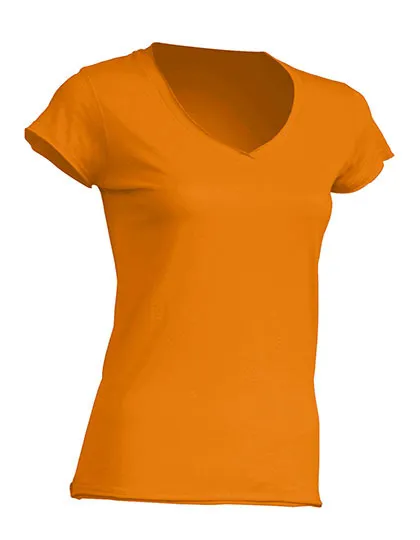 Dames T-shirt V hals JHK Sicilia TSULSCL in Dames T-shirt V hals JHK Sicilia TSULSCL - Tangerine