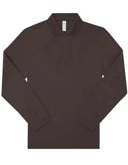 Heren polo B&C My Polo 210 Long Sleeve PU427 in Heren polo B&C My Polo 210 Long Sleeve PU427 Roasted Coffee