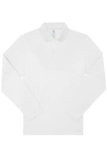 Heren Polo B&C My Polo 180 Long Sleeve in Heren Polo B&C My Polo 180 Long Sleeve Wit