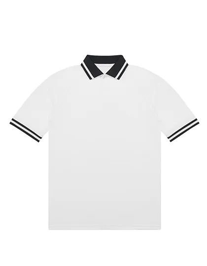 Heren Polo B&C Active PG001 in Wit-Zwart