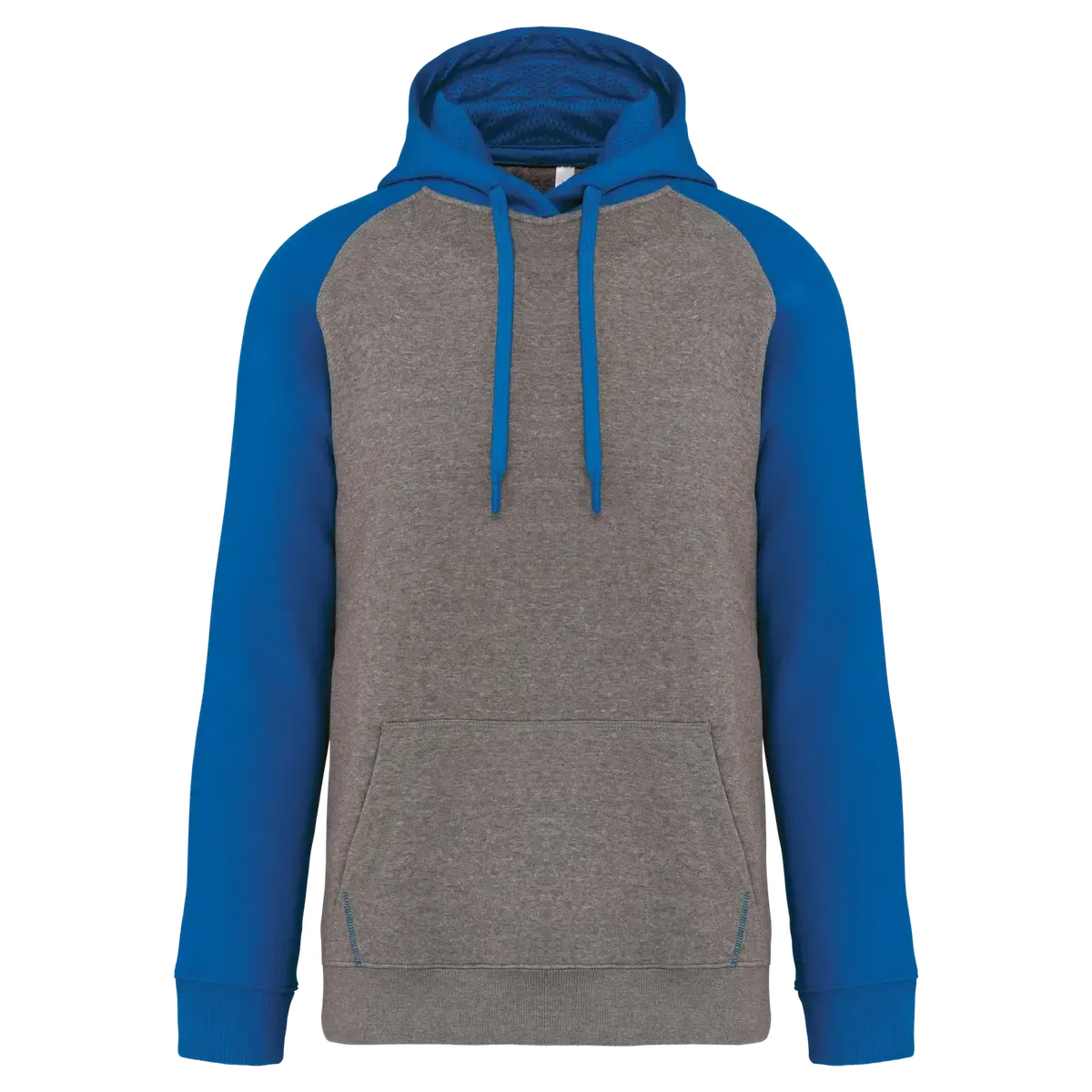 Baseball Hooded Sweater PROACT PA369 in Baseball Hooded Sweater PROACT PA369 Grey Heather-Sporty Royal Blue