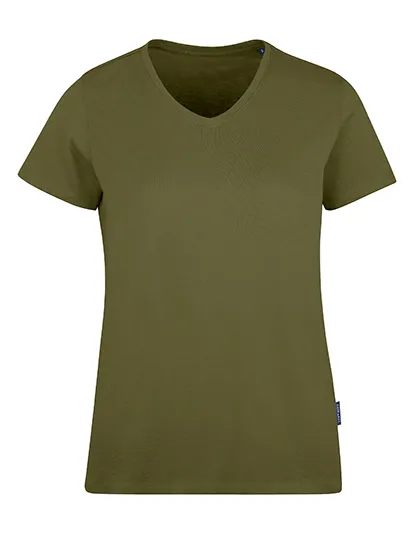 Dames T-shirt V HRM Luxury V-Neck Tees 202 in Dames T-shirt V HRM Luxury V-Neck Tees 202 - Olive