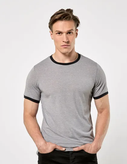 Heren T-shirt Ringer Fashion Fit Kustom Kit KK508