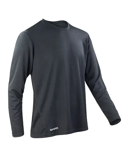 Heren Sportshirt Lange Mouw Spiro S254M in Heren Sportshirt Lange Mouw Spiro S254M Zwart