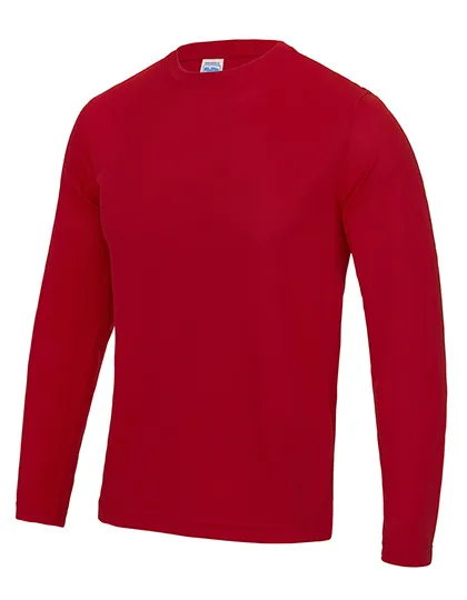 Heren Sportshirt Lange Mouw AWDis JC002 in Heren Sportshirt Lange Mouw AWDis JC002 Fire Red