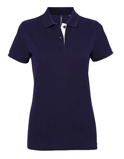 Dames Polo Asquith & Fox Classic Fit Contrast  AQ022 in Dames Polo Asquith & Fox Classic Fit Contrast  AQ022 - Navy-Wit