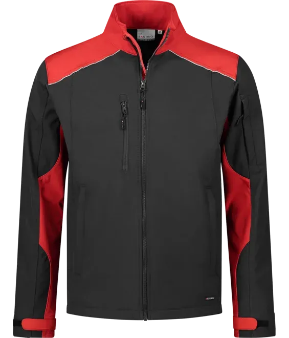 Heren Softshell Jas Santino Tour in Heren Softshell Jas Santino Tour Zwart-Rood