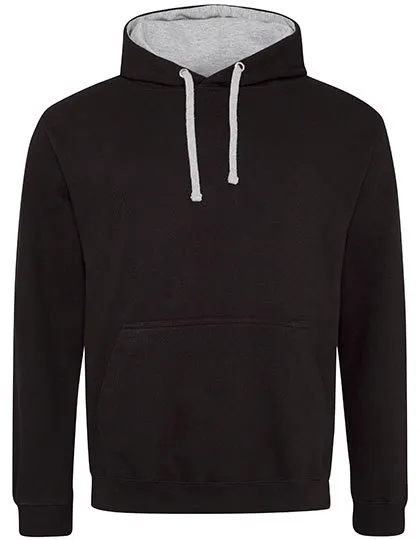 Heren Hoodie AWDis varsity JH003 in Heren Hoodie AWDis varsity JH003 - Jet Black-Heather Grey